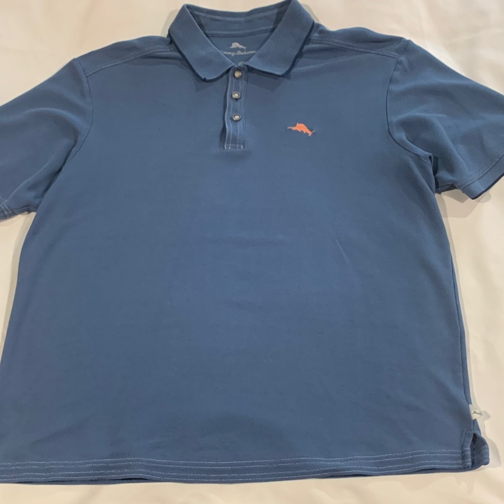 Tommy Bahama Blue Polo Shirt with Orange Logo